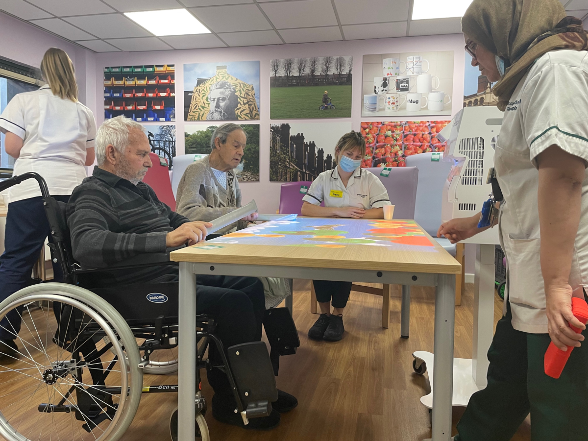 Patients using the projector