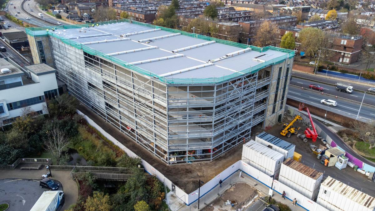 aerial view of multistorey statf car park