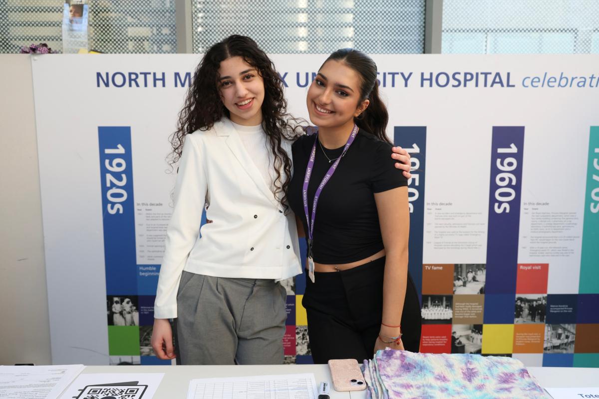 students at sales table