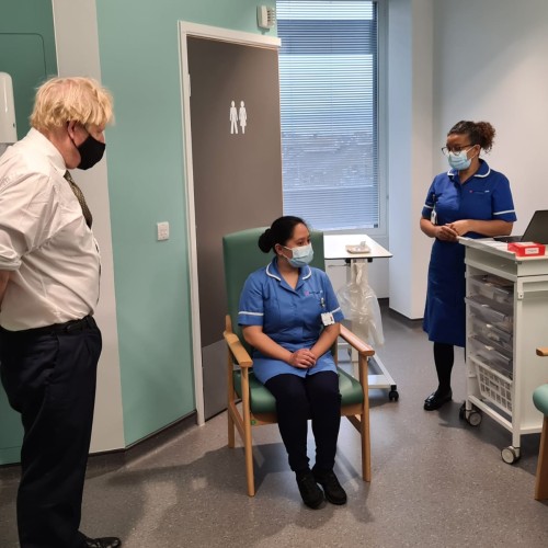 Prime Minister visits Chase Farm Hospital vaccination centre | Royal ...