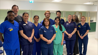 Photo of the UTC team in the new waiting room